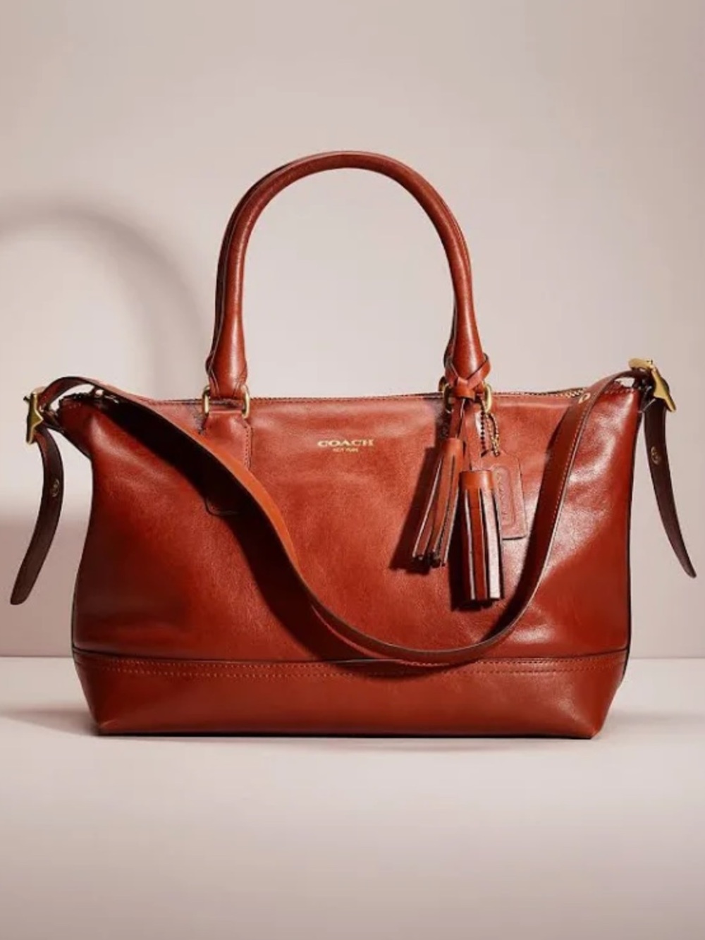 COACH Molly East West Satchel Leather Medium Bag